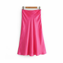 Pbong mid size graduation outfit romantic style teen swag clean girl ideas 90s latina aesthetic freaknik tomboy swaggy going oSlim Women Pink Satin Skirts for Ladies Yellow Skinny Pencil Skirt Girls Elegant Party Smooth Clothes Jupe Femme Faldas