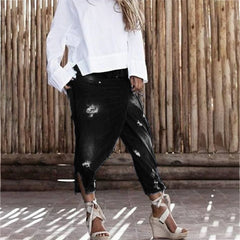 Pbong mid size graduation outfit romantic style teen swag clean girl ideas 90s latina aestheticNew Fashion Capri pantsRipped Boyfriend Jeans for Women Fashion Low Waist Fake Two Layers Jeans Plus Size 5XL Pantalones