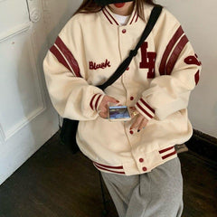 Spring Coat American Baseball Bomber Jacket Loose Retro Men Women Couples Tops Harajuku Plus Size Jackets Streetwear