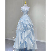 Pbong fruitful fashion dress to impress Blue Evening Dress Summer New Fairy Tube Top Trendy Banquet Host Graduation Adult Dress