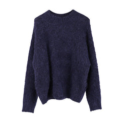 Pbong 2000s fashion Popular Online Alpaca Velvet Soft Glutinous Sweater 2024 Winter New Korean Style Minimalist Long Sleeve Sweater