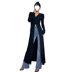 Pbong 2000s fashion French Royal Sister Style Knitted Split Dress Autumn and Winter New Women's New Year Battle Gown Dress