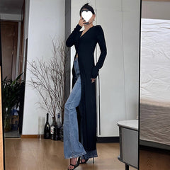 Pbong 2000s fashion French Royal Sister Style Knitted Split Dress Autumn and Winter New Women's New Year Battle Gown Dress