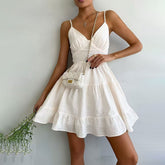 Pbong summer outfits inspo Linen Sling Dress Summer Sleeveless Sexy Slim-Fit Back Dress for Hot Girls