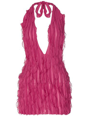 women's new sexy hip skirt water ripple sexy halter neck backless dress