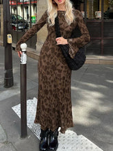 Print Retro Dress for Women Fashion Bodycon High Waist Maxi Dresses Women's Autumn Street Slim Long Dress Femme New Sexy Dress