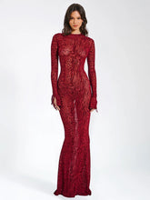 Red Striped Print Sexy Maxi Dress For Women Fashion Long Flare Sleeve Backless Bodycon Club Party Long Dress Elegant