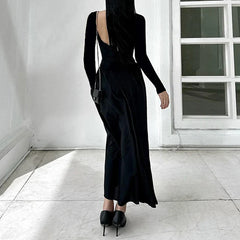 Gothic Square Neck Corset Maxi Dress