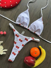 brazilian bikini women suit, beach fashion, sexy thong swimsuit, cute cherry print