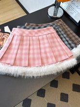Sexy Sweet Plaid Skirt Women High Waist Faux Woolen Fashion Korean Mini Skirts Fall Winter Preppy Style Slim A Line Skirt