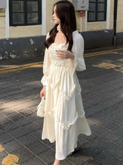 Fashion New Women Elegant and Chic Party Dress Long Sleeve French Style Casual Vintage Dresses Female Birthday Clothes