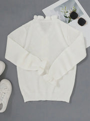Ladies' autumn and winter fashionable solid color V-neck long sleeved knitted sweater