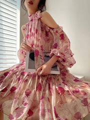 Beach Style Floral Mini Dress Woman Boho Spring Long Sleeve Party Fairy Dress Female Fashion Casual Elegant Korean Dress