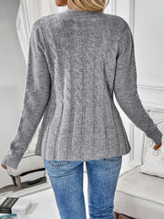 Women's simple solid color long sleeved cardigan knitted sweater for autumn and winter