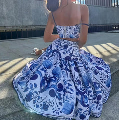Pbong Amazon Best Selling New Style Printing Tank Skirt Set Large Movement Dress 2-Piece Set Fashionable Independent Station