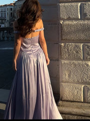 Elegant Stain Off Shoulder Long Dresses Women Retro Solid Waist-cinching Large Hem Evening Dress Lady Chic Party Beach Holiday