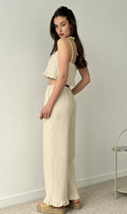 100% Cotton Ruffle Camisole And Loose Long Trouser Two Piece Set 2025 New Casual Summer Women Sets Homewear Sleepwear Pajamas