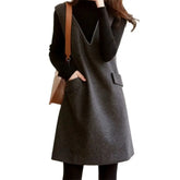 Party Vestidos Straigh Women'S Clothing Spring Beaded Tank V-neck Woolen Dress Winter Casual Hot Sale Women Wool Dress