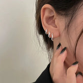 New Minimal Wave Hoop Earrings for Women Girl Crystal Zirconia Small Huggie Thin Cartilage Earring Piercing Jewelry Gifts