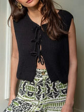 Women Vest Top Tie Front Crochet Knit Vest Y2k Sleeveless Crop Tops Fashion Sweats Tank Tops Streetwear Summer