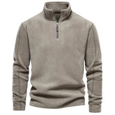 New men's fleece sweater with standing collar, half zipper, long sleeves, European size, cross-border trend, versatile men's top