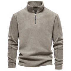 New men's fleece sweater with standing collar, half zipper, long sleeves, European size, cross-border trend, versatile men's top
