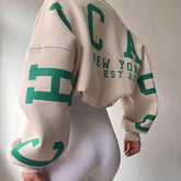 Women Letter Print Pullovers Autumn Korean Harajuku Oversized Long Sleeve Sportswear Tops Female Casual O-Neck Sweatshirts