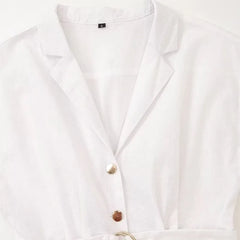 Fashion Casual Women Dress With Belt Single Breasted Simple Elegant Summer Long Dress New Casual Chic Female Clothing