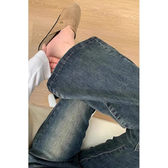 Spring 2025 Women's Retro Micro Flare Jeans Elastic Slimming High Waist Long Cotton Stretch Denim Blue Wear Resistant