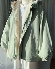 Loose Winter Lambwool Fluff Parkas Women Solid Warm Jackets Thicken Korean Windbreaker Cotton Coat Casual Long Sleeved Chaquetas