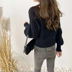 Casual Knitted Sweater Women Pullover Autumn Winter Soft Thick Warm Wool Jumper Female All-Match Square Collar Sweaters