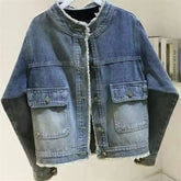 New 2025 Women's Denim Jacket Retro Round Neck Elegant Ladies Leisure Comfortable LooseTemperament Female Cowboy Coat