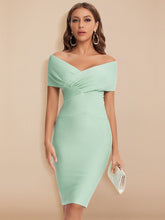 Summer Women Sexy Off Shoulder V Neck Bandage Dress Green Bodycon Sheath Elegant Knee Length Party Club XL Vestido Pbong mid size graduation outfit romantic style teen swag clean girl ideas 90s latina aesthetic