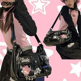 Y2k Vintage Streetwear Shoulder Bag Gothic Punk Harajuku Cross Chain Women's Handbags Trendy Pockets All Match Crossbody Bags