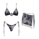 3Pcs Mirco Bikini Mini Skirt Women Sexy Swimsuit Push Up Swimwear Female Bandeau Biquini Turquoise Bathing Suit Beachwear Outfit