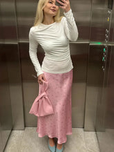 2025 Summer Floral Printed Pink Long Skirt For Women Casual High Waist Slim Elegant Party Maxi Skirt Female Stain Dress Clothes