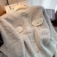 Autumn And Winter 2025 Elegant Korean Version Women Knitted Cardigan Sweater Coat Temperament Versatile Female Sweater Jacket