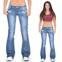 Pbong Slimming Wide Leg Jeans Women's Bell Bottoms Bootcut Denim Jeans Water Washed Casual Long Trousers Female Fashion