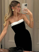 Off-shoulder Strapless Backless Sexy Maxi Dress For Women Patchwork Sleeveless High Waist Bodycon Split Long Dress