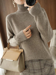 Fashion Basic Autumn Winter Merino Wool Sweater Mock Neck Cashmere Pullover Solid Color Soft Long Sleeve Clothing Tops