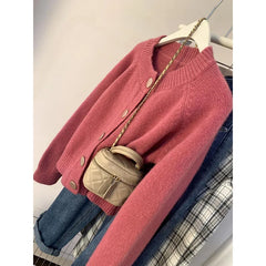 Spring Autumn 2025 Vintage Versatile Lazy Women Cardigan Sweater Coat Loose Korean Version Female Knitted Sweater Jacket