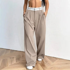 Pbong Loose Wide Leg Suit Pants New Style Comfortable Fit Long Trousers for Women Elegant Fashionable AE Stock Origin China