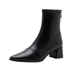 Ankle Boots for Women's Thick Heel Spring Summer Autumn Single Boots New Pointed High Heels Shoes Mid-heel Fashion
