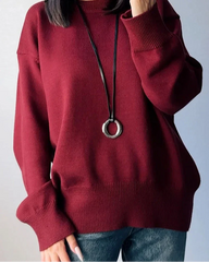Basic Winter Burgundy Oversize Sweater Women O Neck Warm Pullovers Loose Knitwear Women's Sweater Winter Clothes Women