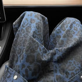 Spring New Style American Vintage Leopard Print High-end Feel Loose-fit Straight-leg Wide Leg Jeans For Women