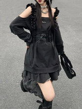 Swet Cool High Street Chic Off The Shoulder Punk Dresses Sexy Y2k Aesthetic Slim Waist Harajuku Clothing Fake Two Piece Tops