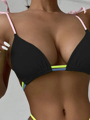String Triangle Strappy Thong Bikini Black Swimsuit Women Sexy Swimwear Female Bather Bathing Swimming Swim Suit Beachwear