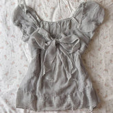 Y2K Vintage T-shirt Slim Woman Clothes Floral Goth Punk V-Neck Lace Short Sleeve Sweet Bow Harajuku Korea Summer Tees Fairy emo