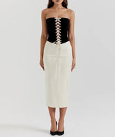 Elegant Sexy Skirt Two Piece Set Women Strapless Bandage Crop Top And Maxi Skirt Female Fashion Club Party Sexy Sets