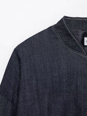 Fashion Denim Bomber Jacket And Pleat Skirt Spring Summer Outfits New Navy Blue Zipper Coat + Short Skirt Retro Casual Suit